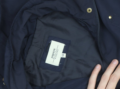 Papaya Weekend Women's Blue Hooded Parka Jacket Size 14