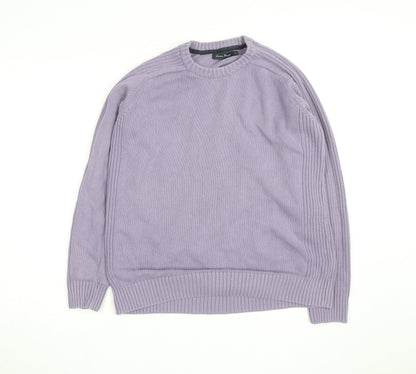 James Pringle Men's Purple Cotton Crew Neck Jumper Size M