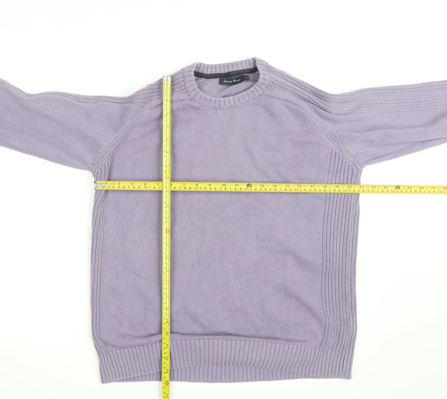 James Pringle Men's Purple Cotton Crew Neck Jumper Size M