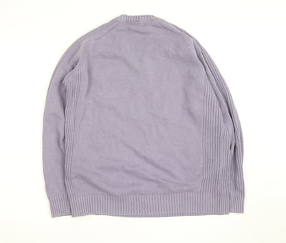 James Pringle Men's Purple Cotton Crew Neck Jumper Size M