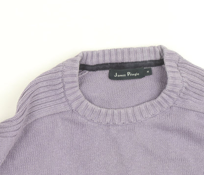James Pringle Men's Purple Cotton Crew Neck Jumper Size M