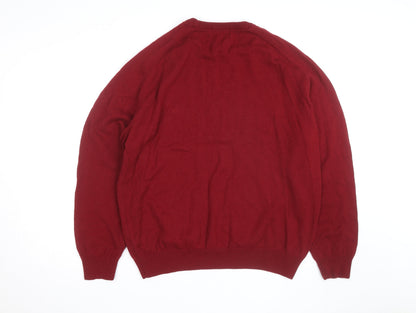 Marks and Spencer Men’s Red Wool Crew Neck Pullover Jumper L