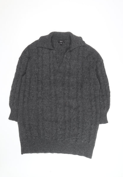 Next Men’s Grey Cable-Knit Collared Pullover Jumper Size L