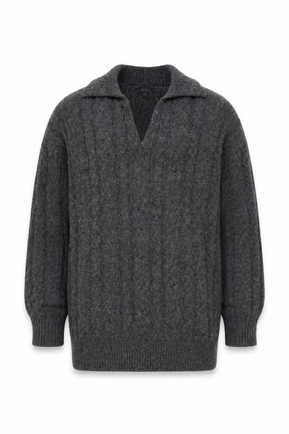 Next Men’s Grey Cable-Knit Collared Pullover Jumper Size L