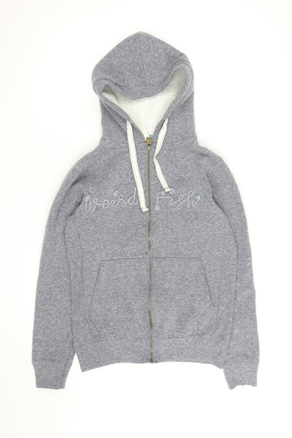 Weird Fish Women's Grey Full Zip Hoodie Size 8 Sherpa Lined