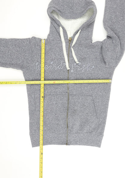 Weird Fish Women's Grey Full Zip Hoodie Size 8 Sherpa Lined