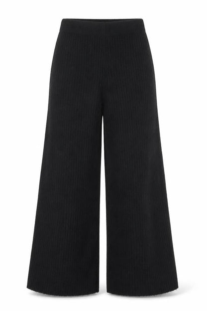 Boohoo Women’s Black Wide Leg Knit Trousers Size S High Waist