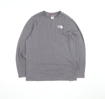 The North Face Mens Grey Long Sleeve Cotton T-Shirt M