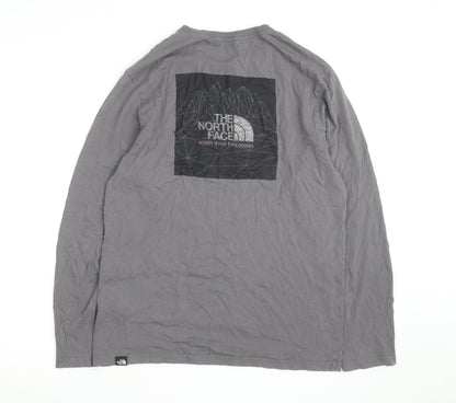 The North Face Mens Grey Long Sleeve Cotton T-Shirt M
