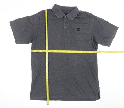 DC Men's Grey XL Logo Short Sleeve Polo Shirt