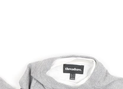 Threadbare Men's Grey Cotton Blend Crew Neck Pullover Jumper M