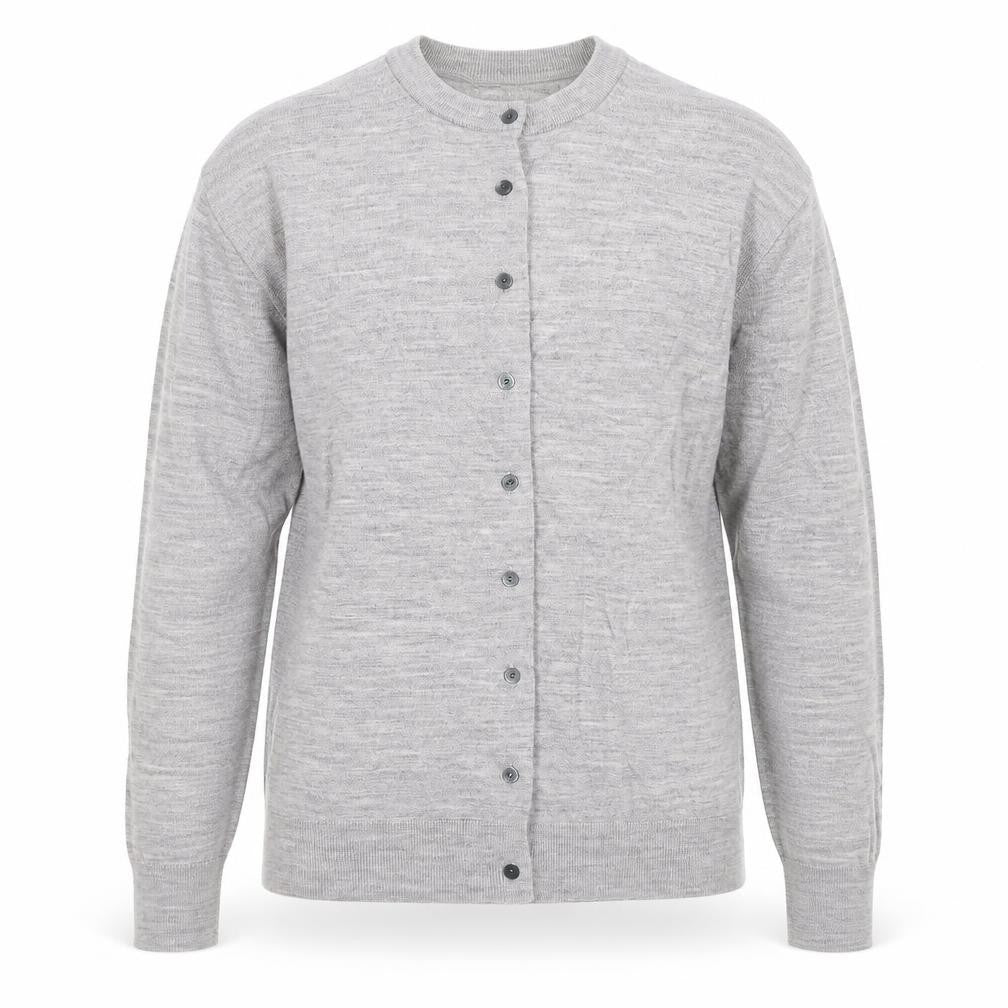 Uniqlo Men's Grey Wool Crew Neck Button Cardigan Size L