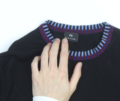 Paul Smith Men's Black Wool Crew Neck Jumper XL Classic Knit