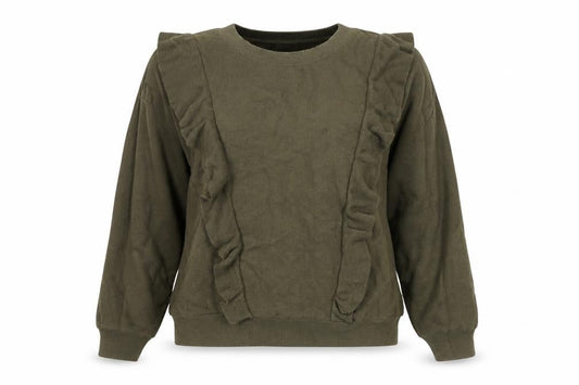 & Other Stories Women Green Ruffle Cotton Long Sleeve Jumper L