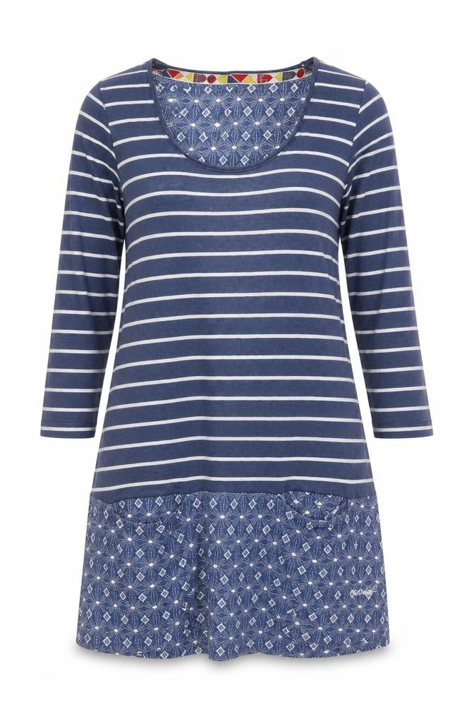 Weird Fish Women's Blue Striped Shift Dress Size 12