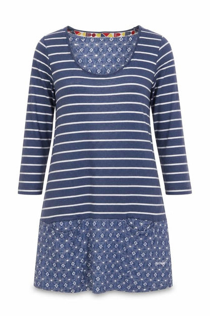 Weird Fish Women's Blue Striped Shift Dress Size 12