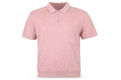 Next Men's Pink Cotton 1/4 Zip Polo Shirt XL Classic Fit