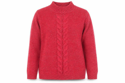 Cotton Traders Women's Cerise Cable-Knit Jumper Size 14