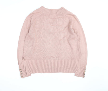 Next Women’s Pink V-Neck Long Sleeve Pullover Jumper Size 12