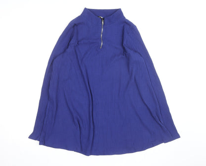 Yours Women's Blue Size 20 Long Sleeve Shift Dress with Zip Neck