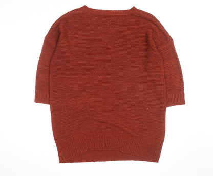 Wallis Women Rust V-Neck Long Sleeve Knit Jumper Size L 14-16