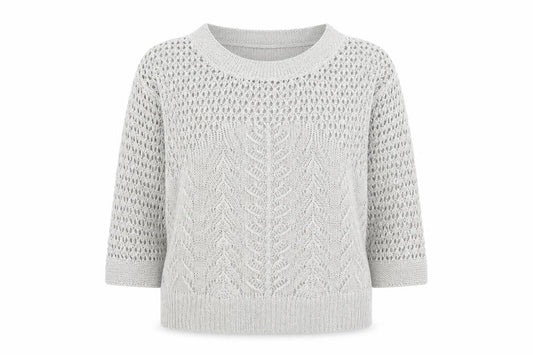 RJR.John Rocha Women Grey Size 12 Open-Knit 3/4 Sleeve Jumper