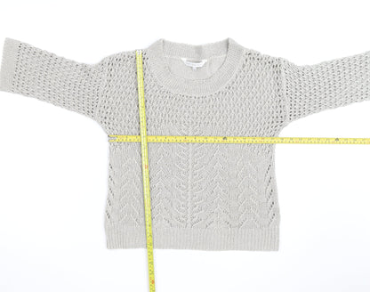 Rocha John Rocha Women Grey Size 12 Open-Knit 3/4 Sleeve Jumper