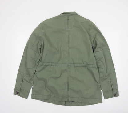 GAP Women Green Cotton Military Jacket L Full Zip Utility Style
