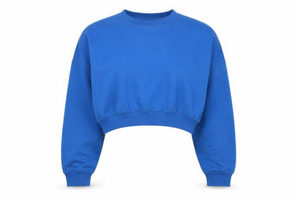 Rising Women Blue Cropped Pullover Sweatshirt S/M Cotton Blend