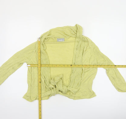 Wallis Women Green Knit Open Tie Cardigan Size M Long Sleeve