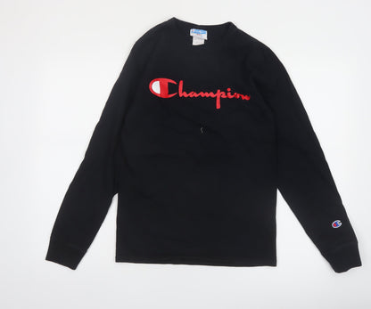 Champion Men's Black Small Long Sleeve Cotton Casual Top