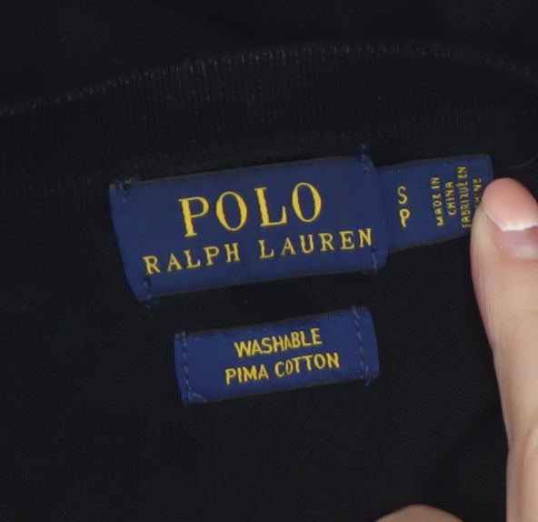Ralph Lauren Women's Black Cotton Crew Neck Button Cardigan Size S
