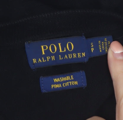 Ralph Lauren Women's Black Cotton Crew Neck Button Cardigan Size S
