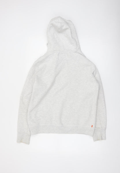 Superdry Womens Grey Logo Hoodie UK 14 Pullover Casual Sweatshirt