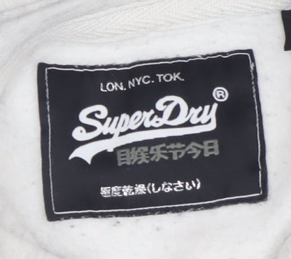 Superdry Womens Grey Logo Hoodie UK 14 Pullover Casual Sweatshirt