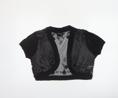 Bm Collection Women's Black Sheer Cropped Blouse Size 18