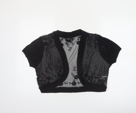 Bm Collection Women's Black Sheer Cropped Blouse Size 18