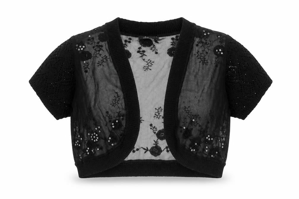 Bonmarché Women's Black Sheer Cropped Blouse Size 18
