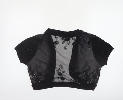 Bm Collection Women's Black Sheer Cropped Blouse Size 18