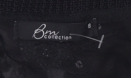 Bm Collection Women's Black Sheer Cropped Blouse Size 18