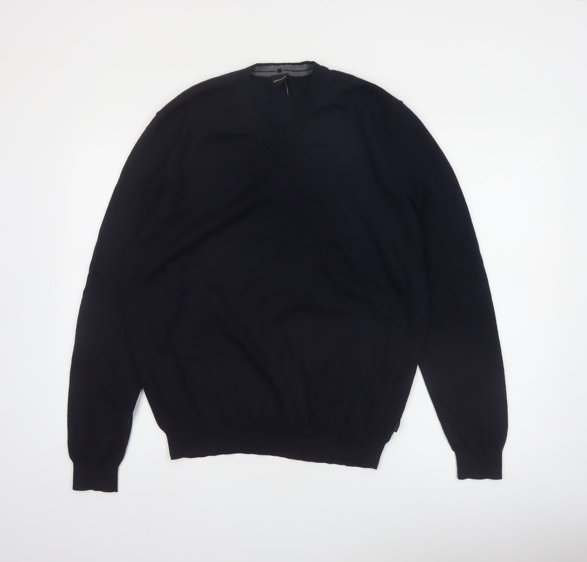 Hugo Boss Men's Black 2XL V-Neck Knit Pullover Jumper