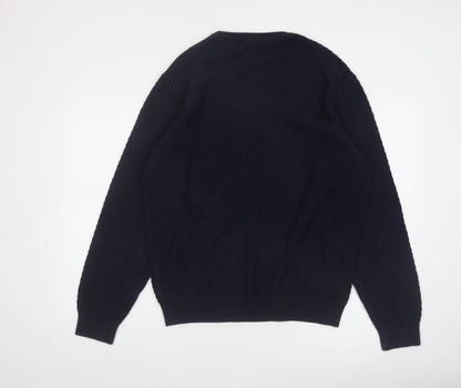 Gant Men's Blue Cotton Crew Neck Pullover Jumper XL