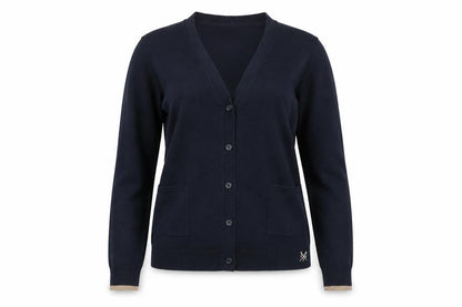 Crew Clothing Company Womens Blue Cotton Blend V-Neck Cardigan Size 12