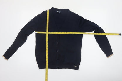 Crew Clothing Company Womens Blue Cotton Blend V-Neck Cardigan Size 12