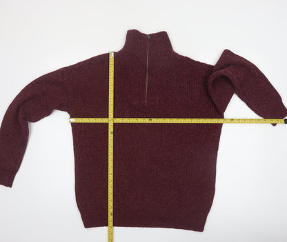 Modern Ambition Men's Red 1/2 Zip High Neck Knit Jumper Size L