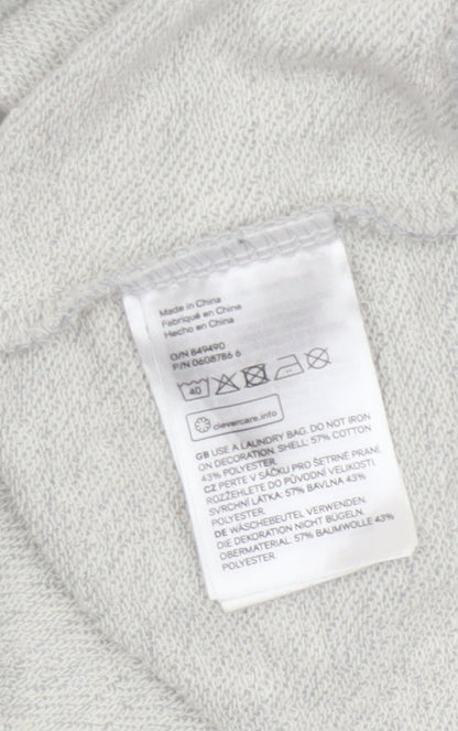 H&M Womens Grey Beaded Sweatshirt Size 12 Regular Cotton Blend