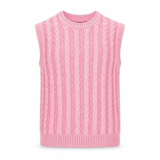ASOS DESIGN Women's Pink Cable Knit Sleeveless Vest Jumper 2XL