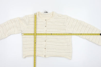 Marks and Spencer Women Ivory Open Knit Cotton Cardigan M