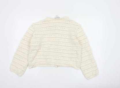 Marks and Spencer Women Ivory Open Knit Cotton Cardigan M