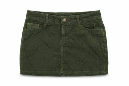 H&M L.O.G.G Women Green Corduroy Short Skirt Size 8